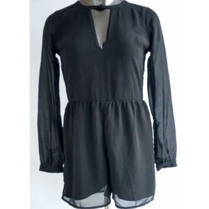 ABERCROMBIE & FITCH zip back sheer sleeve romper in black. Size 2.